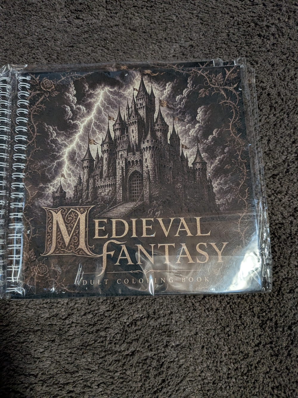 Medieval Fantasy Adult Coloring Book - Black and Brown Cover  6 Inch